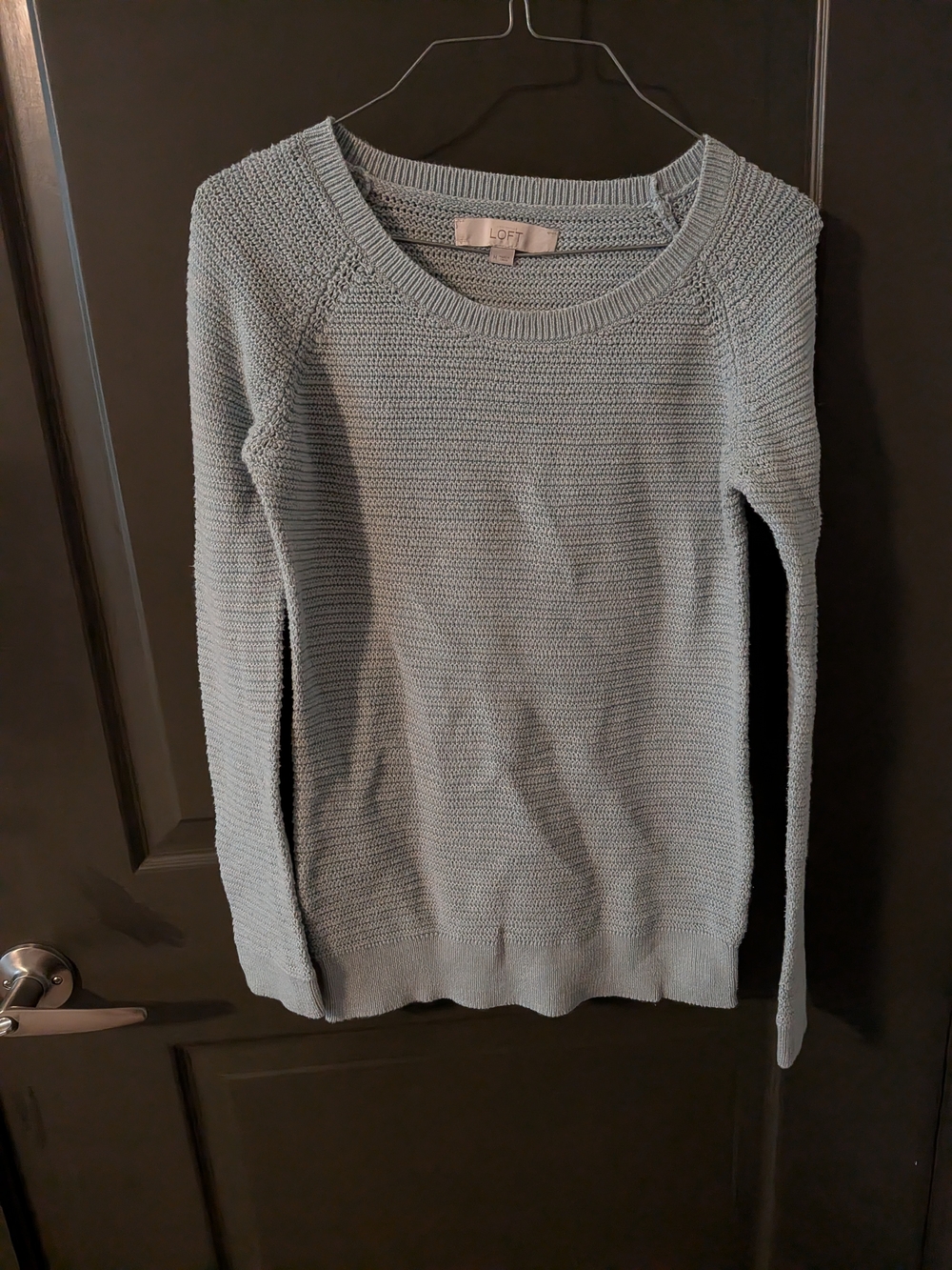 LOFT Light Blue Knit Crewneck Sweater